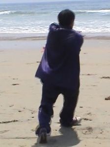 He has just stabbed across his body to the left.